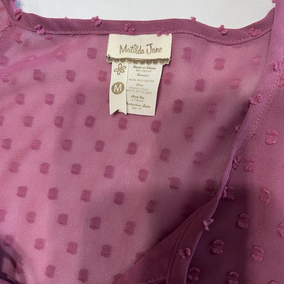 Matilda Jane Ari Swiss Dot‎ Semi Sheer Lightweight Long Sleeve Top Womens Medium - Picture 4 of 7